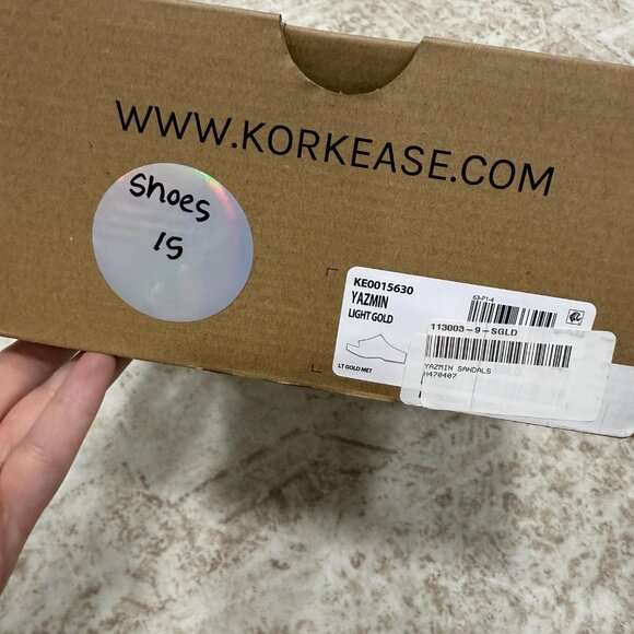 Kork-Ease Yazmin Sandals Womens Size 9 Light Gold Leather Wedge Slides Platform - Picture 5 of 12